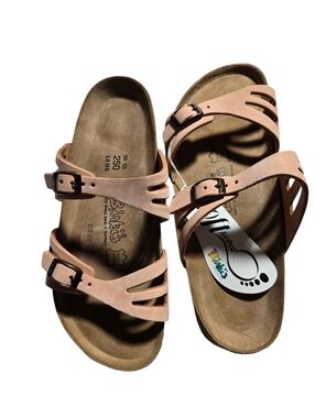 Birken-Style Women's Pink Suede Comfort Sandals